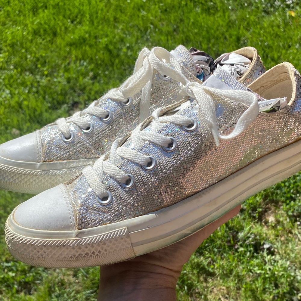 *Converse Chuck Taylor Silver Glitter Sneakers (Women's Size 10) - Picture 6 of 6